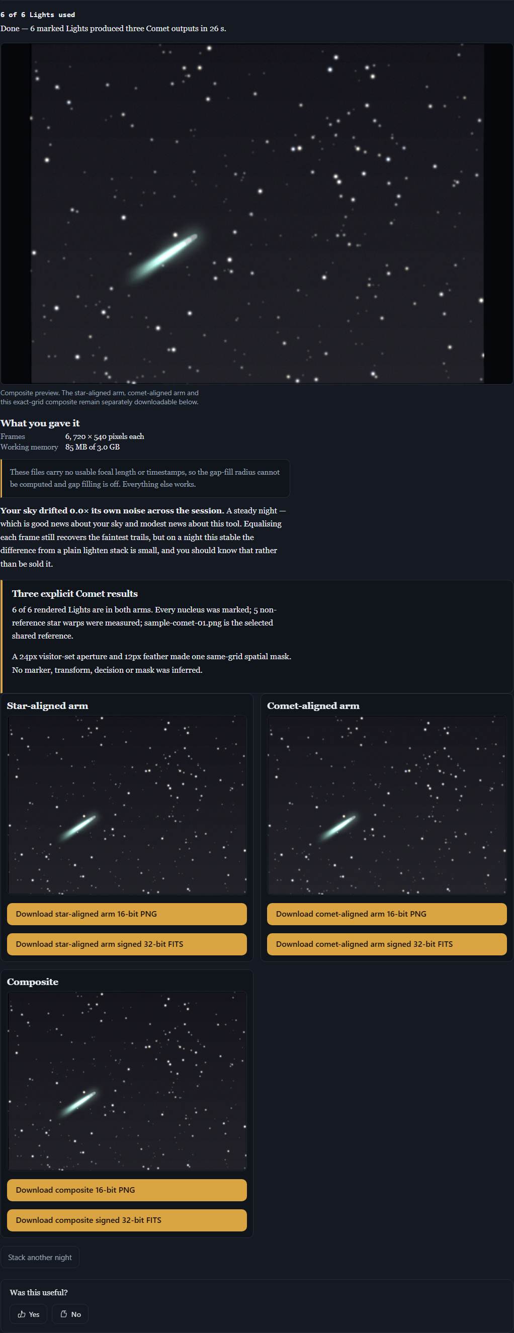 Synthetic comet frames awaiting one nucleus marker per frame.