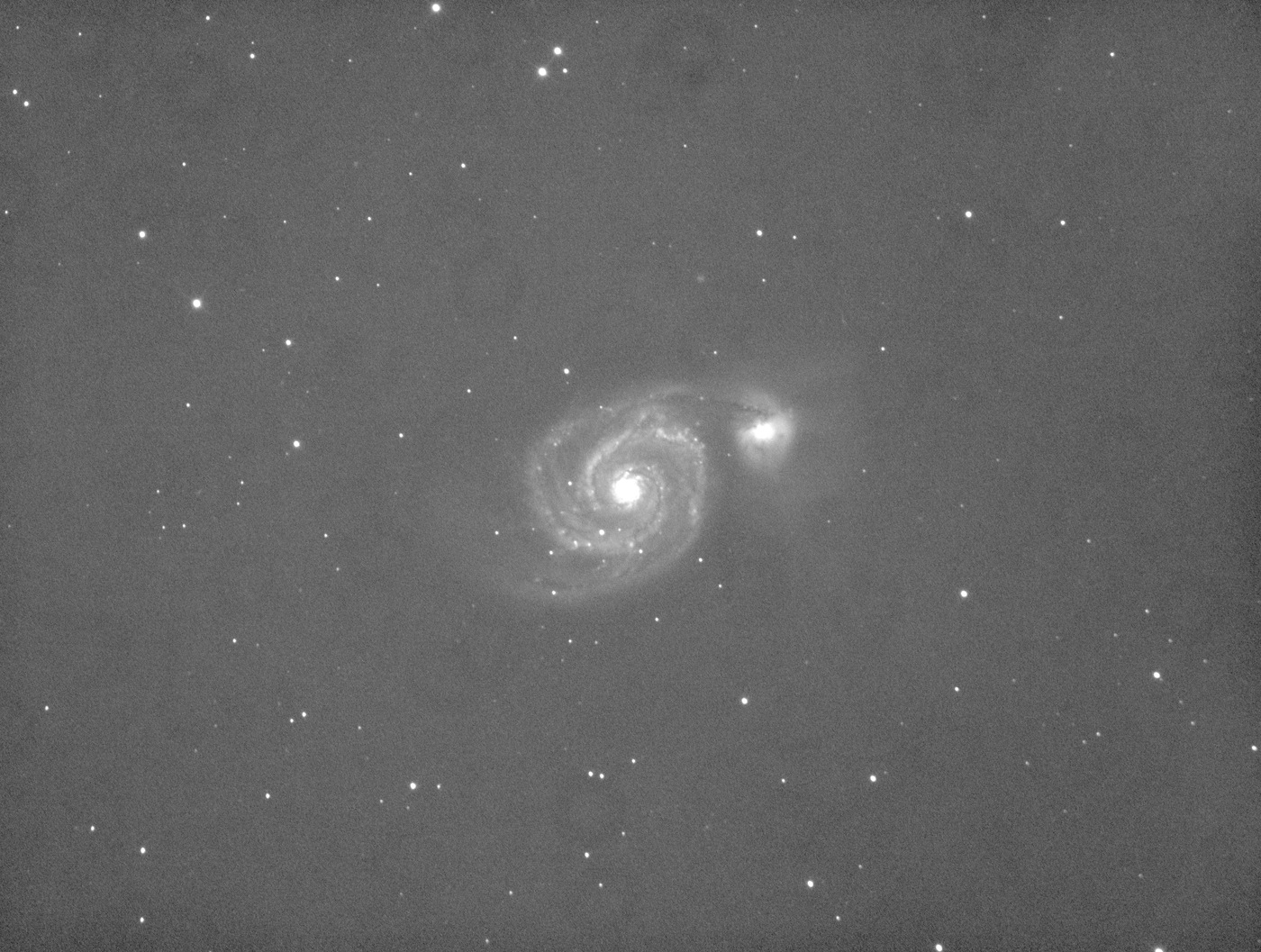 M51 after Star Trail Stacker integrated 24 luminance exposures from the source dataset