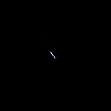 A near-black frame with one short blue-white segment: the light that was removed.
